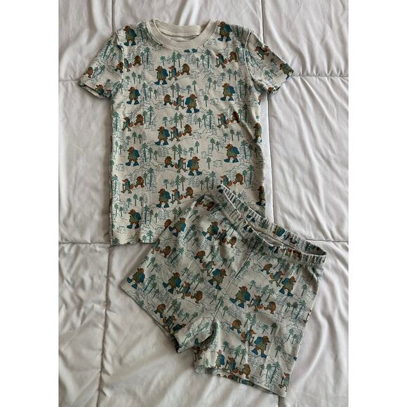 LL Bean Hiking Bears Summer Pajamas Organic Cotton Sz 5-6 - Picture 1 of 3